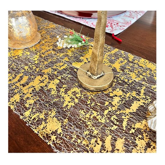 Wedding Table Runner Holiday Decor Gold Decorative Cloth Bridal Party Decoration - Picture 5 of 9